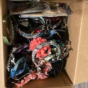 Box of Hair Supplies Head bands bows clips over 60 pieces
